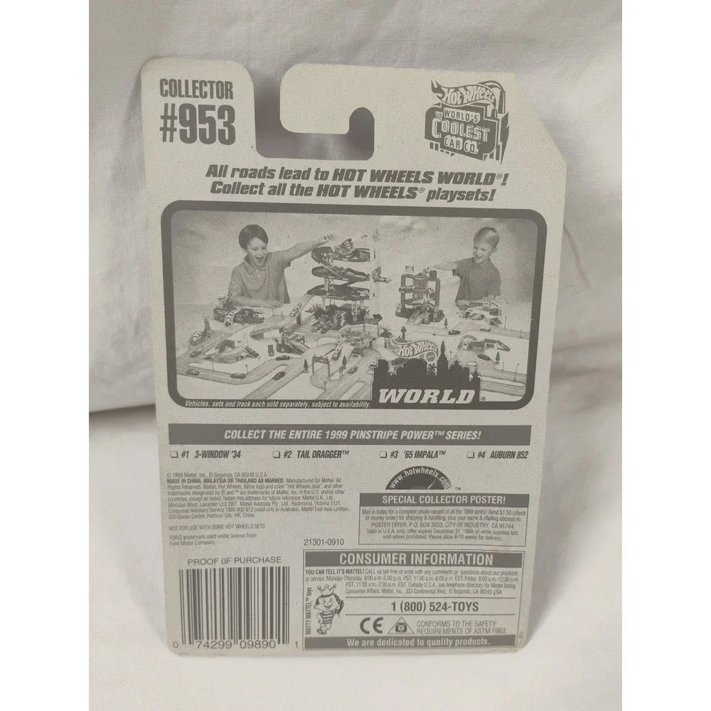 Hot Wheels Main Line Pinstripe Power Series Ford 3-Window '34 1/4 #953  VINTAGE - Picture 3 of 3